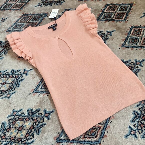 *NWT* Blush Pink Keyhole Neck Sleeveless Knit Semi-Crop Sweater Top - Size XS - Picture 3 of 16